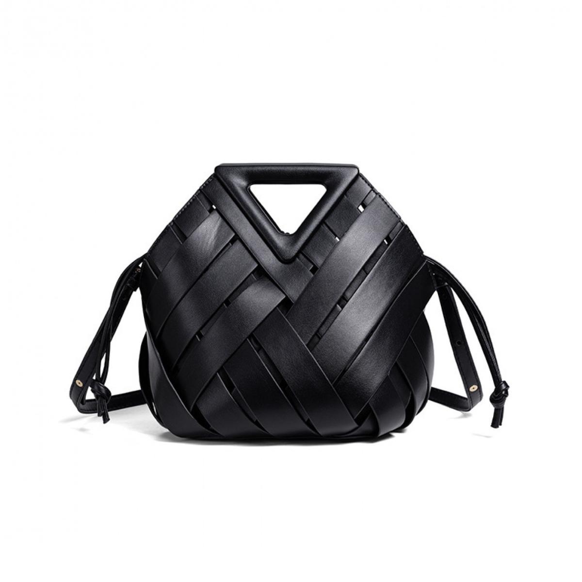 JIOMAY Casual Geweven Mand Tas voor Vrouwen Omgekeerde Driehoek Holle Crossbody Schoudertas ZS46-1731