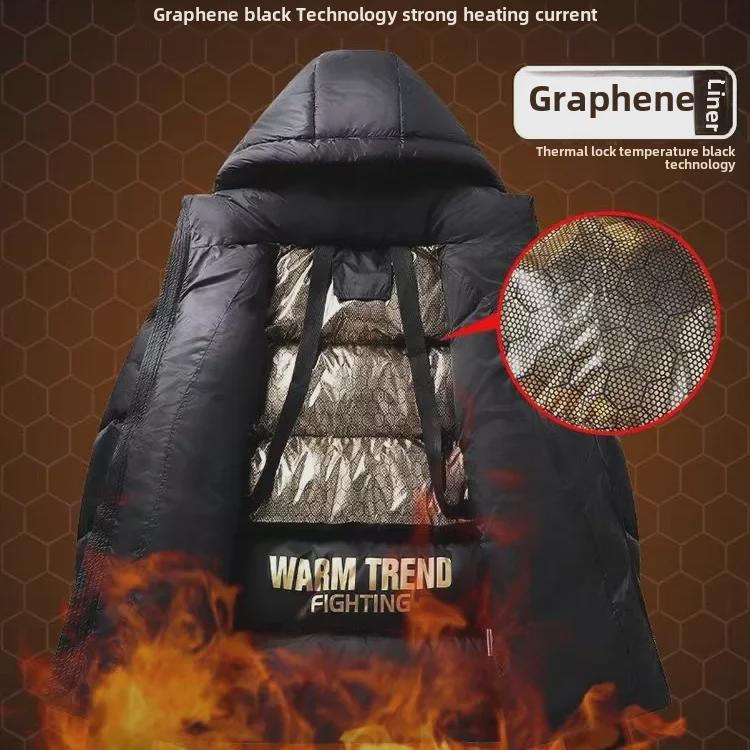 Unisex-Daunenjacke mit Kapuze in Schwarz und Gold – dicke, warme Winteroberbekleidung für Paare