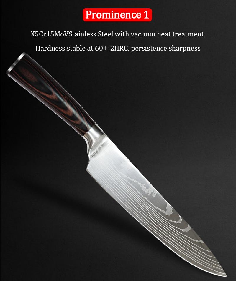5PCS Damascus Chef Knife Damascus Kitchen Knife Wood Handle Paring Utility Santoku Slicing Chef