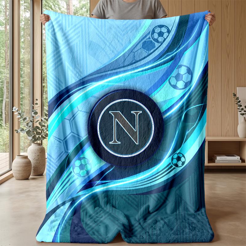 Coperta in Pile di Flanella Morbida Napoli FC Leggera Accogliente Calda Coperta da Lancio per Divano Letto Decorazione per la Casa
