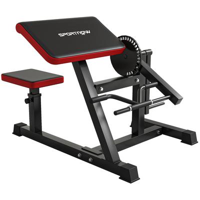 Curl Bench & Triceps Extension, 5 Seat Adjustments, 25 Angles, Steel & Faux Leather, Black