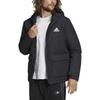 Adidas Solid Color Logo Print Stand Collar Hooded Jacket Men Outerwear Black H65766