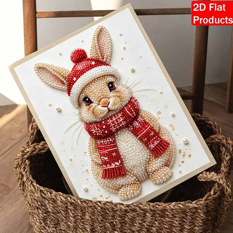 Frameless Pearl Painting Kit Festive Rabbit Aesthetic Wall Art DIY Sparkling Bead Canvas Room Decor Creative Craft Gift Idea