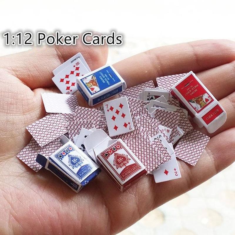 Mini Cute 1:12 Dollhouse Miniatures Poker Home Decoration Poker Cards Playing Game for Doll