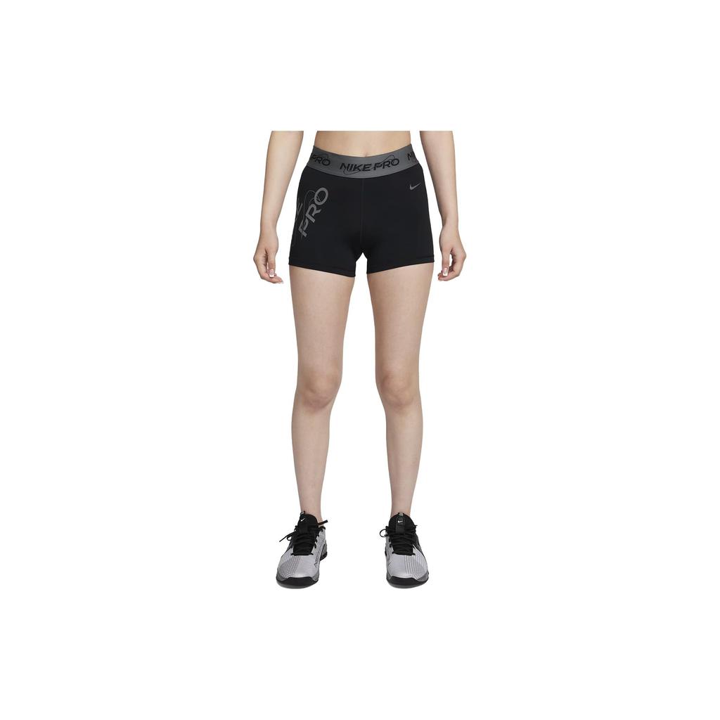 Nike Pro Letter Print Quick-Dry Mid-Rise Training Compression Shorts Women shorts Black FB5449-010