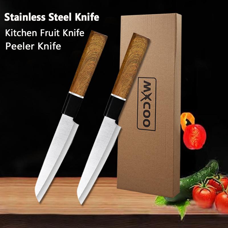 Stainless Steel Japanese Kitchen Knife Fruit Peeler Knife Hand-forged Butcher Knife Wooden Handle Cooking Knife and Accessories