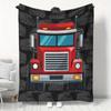 Red truck background pattern Flannel printed blanket suitable for all seasons suitable for living room office sofa and travel