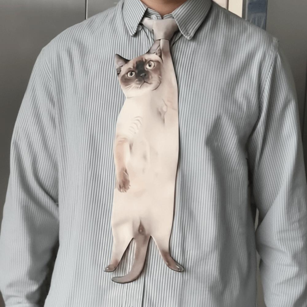 Lifelike Animal Pattern Tie Unique Novelty Necktie Costume Party Cat-shaped Tie  Festive Gatherings