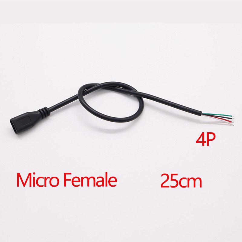 1Pcs USB Type C Micro 2/4 Pin Male / Female Wire Connector Plug Socket DIY Repair Charging Power Supply Extension Cable Cords