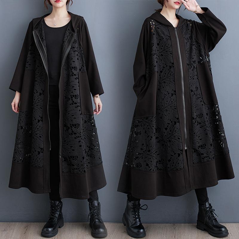 Summer Japanese and Korean Temperament Casual Hooded Large Size Loose Stitching Cardigan Windbreaker Women's All-match Fashion Jacket
