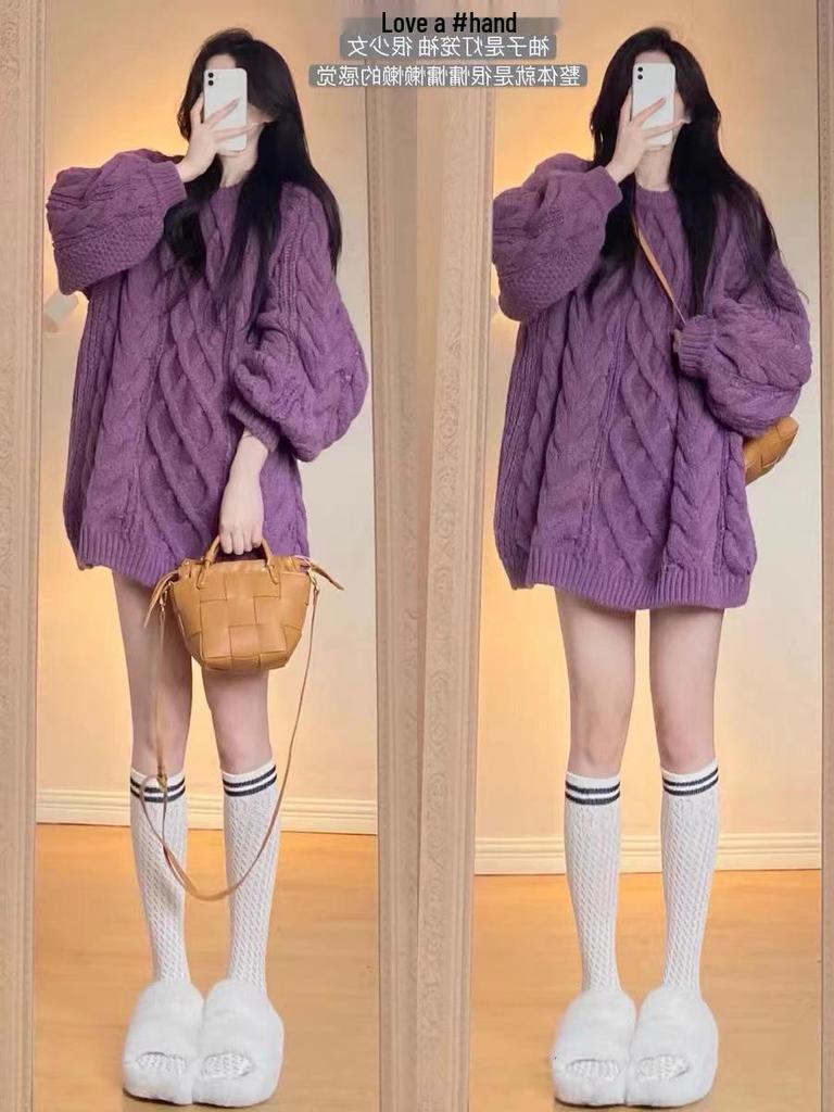 Pulover Tricotat Cablu Larg pentru Femei - Articol Confortabil pentru Toamnă/Iarnă