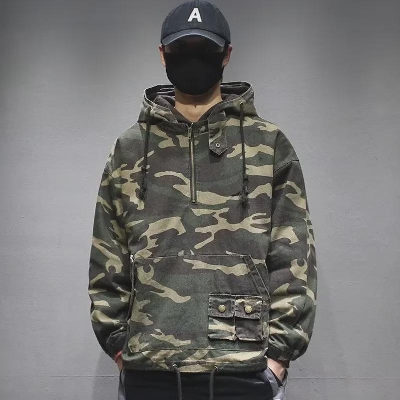 Men's Autumn/Winter Camouflage Hooded Workwear Jacket - American Retro Trend