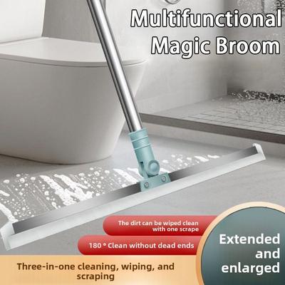 Silicone Floor Scraper Retractable Hair Sweeping Tool for Clean Water Stains Hair Essential