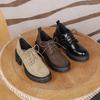 10Cm Small Inner Height Increase High Heel Thick Sole Lace-up Small Leather Shoes Women's New Single Shoes