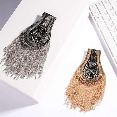 Unisex Spike Punk Tassel Shoulder Flash Epaulets Brooch Shoulder Mark
