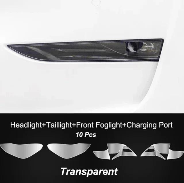 For Tesla Model 3 Y Taillight Foglight Charging Port Car Styling TPU Film Blackened Tint Film Full Set Headlight