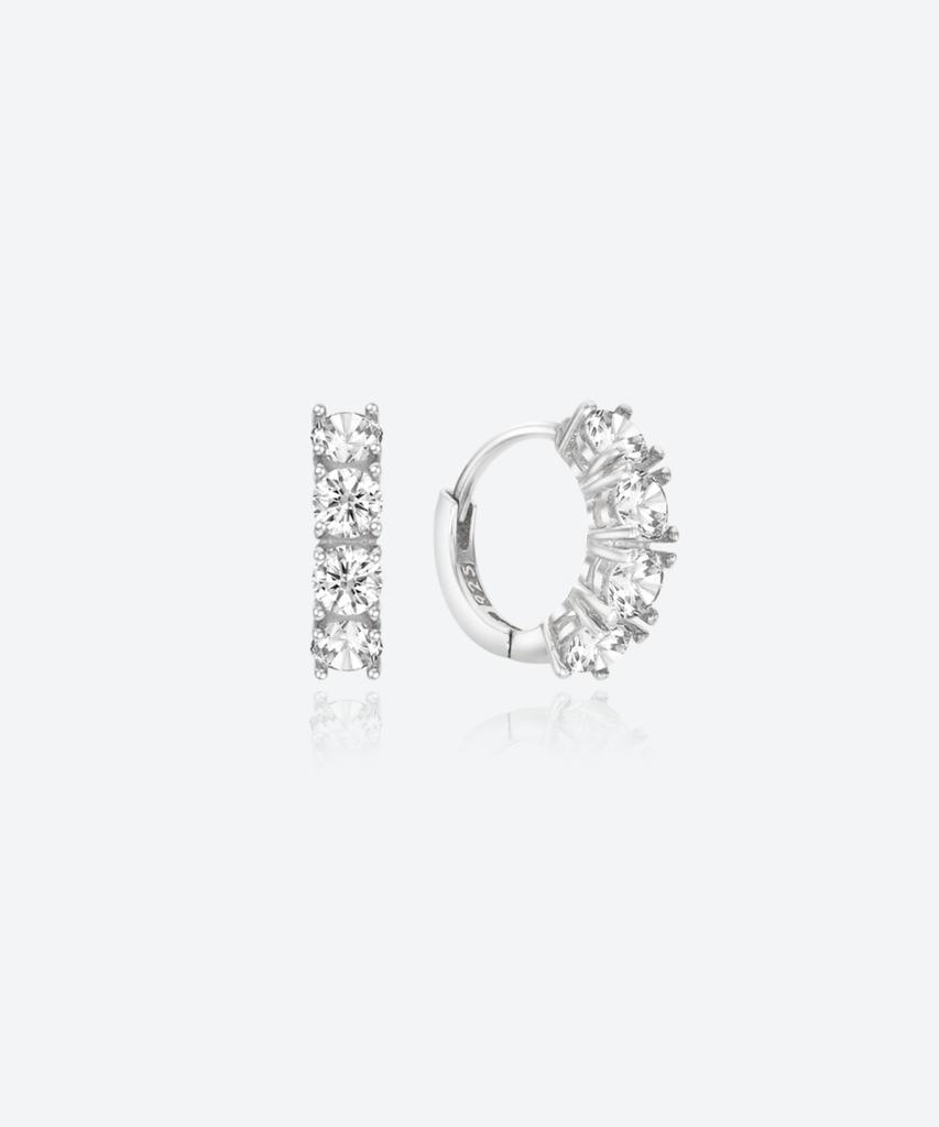 Baradu 925 Prong White Hoop Earrings