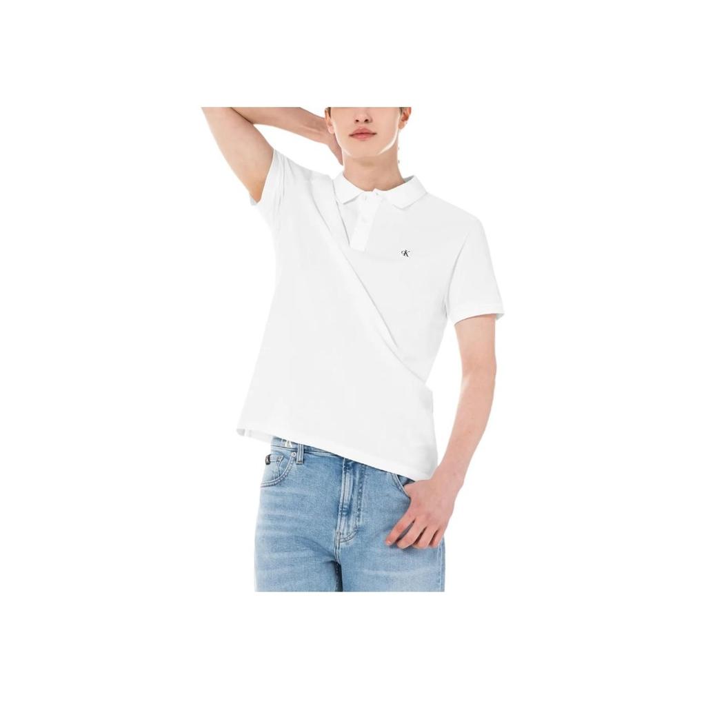 Calvin Klein Casual Letter Embroidery Breathable Short Sleeve Polo Shirt Men Polo Shirts White J320771YAF