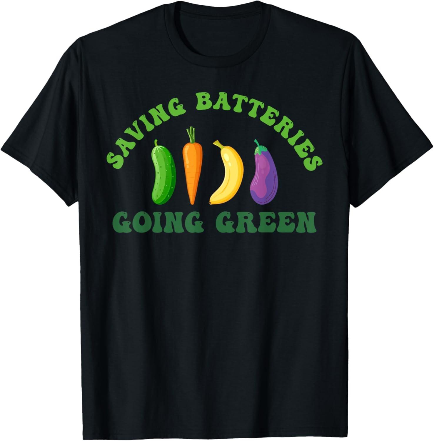 Saving Batteries Going Green Funny Inappropriate Humor Women TShirt S разноцветный