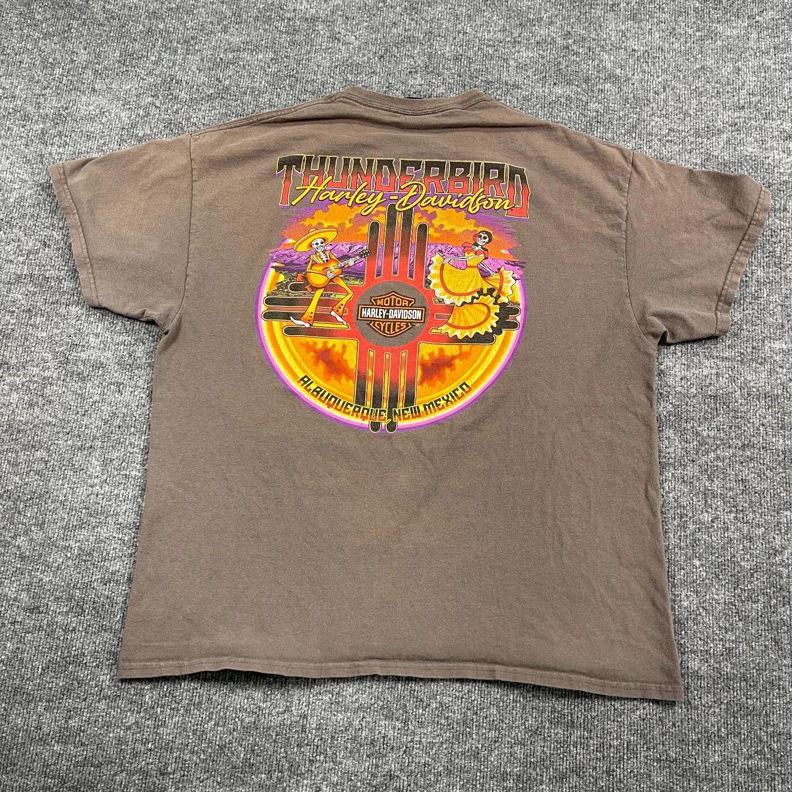 Harley-Davidson Thunderbird Biker Calavera Shirt XL 23x27 Albuquerque New Mexico M