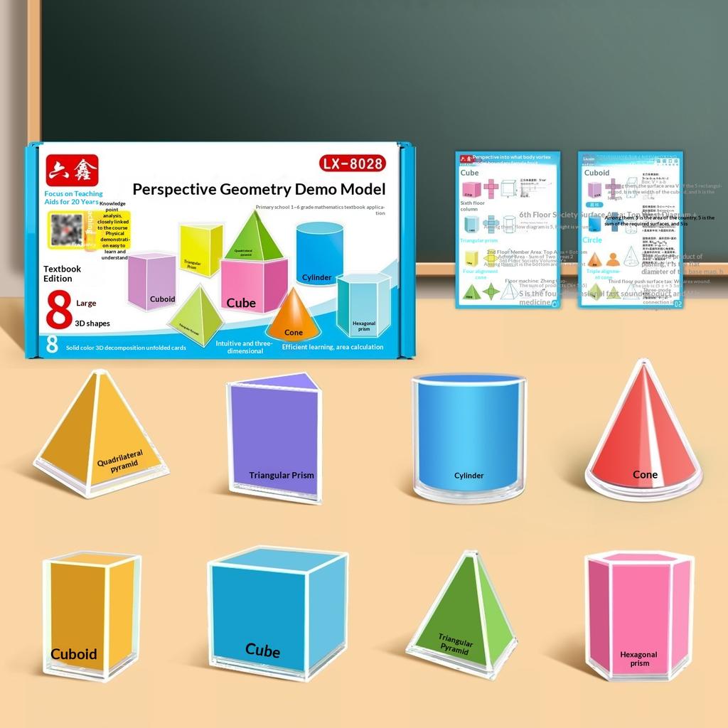 8 Transparente Geometrische Körper Perspektive Demonstrationsmodell Lehrbuchversion Mathe Lernwerkzeug Montessori Lernspielzeug