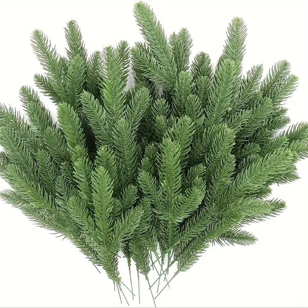 Artificial Pine Branches Green Plants Pine Needles DIY Accessories For Garland Wreath Christmas And Home Garden Decor