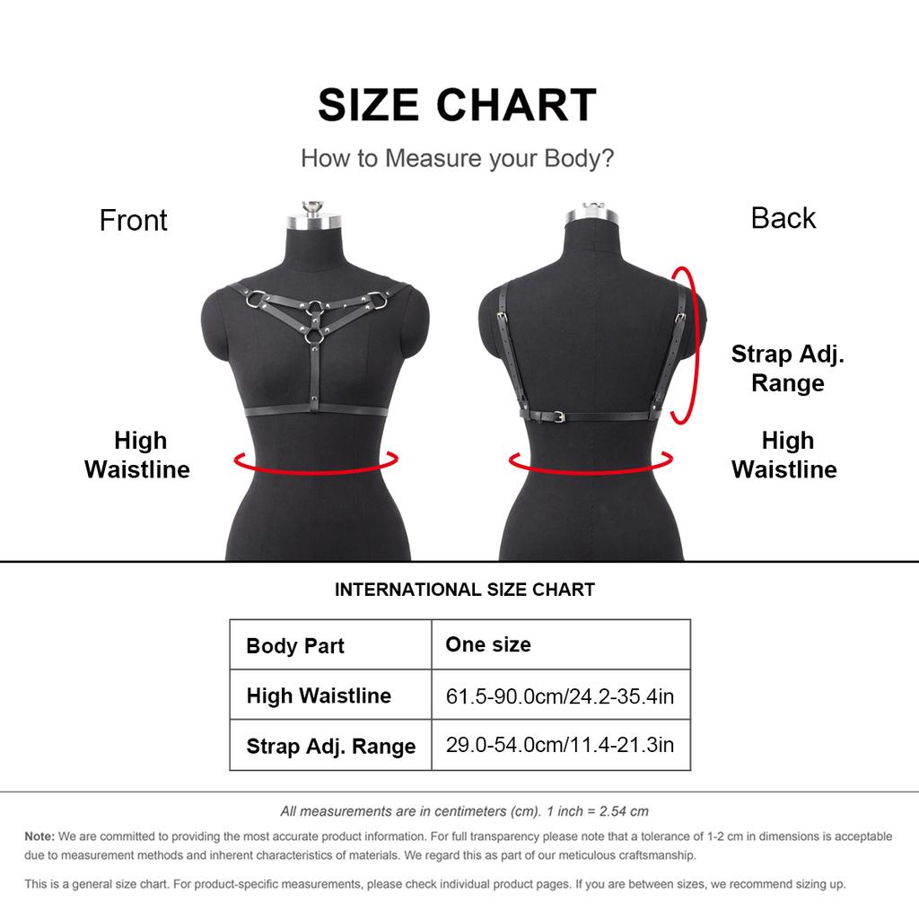 Women's Gothic Body Harness, PU Leather Lingerie Bra, Adjustable Punk Cage Top