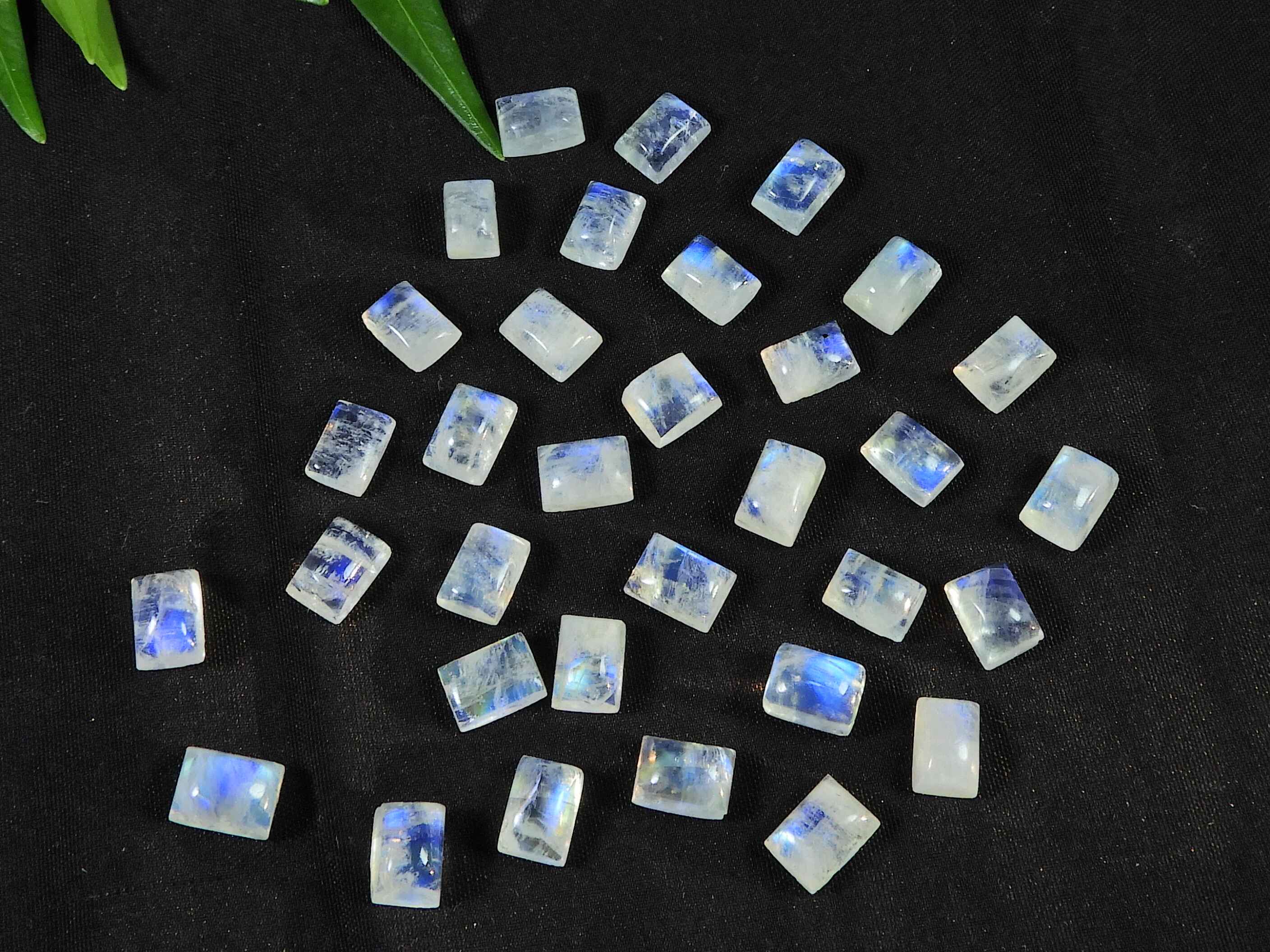 

4X6MM Natural Blue Moonstone Octagon Cabochon Loose Gemstone 33Pcs Lot RQ-3099