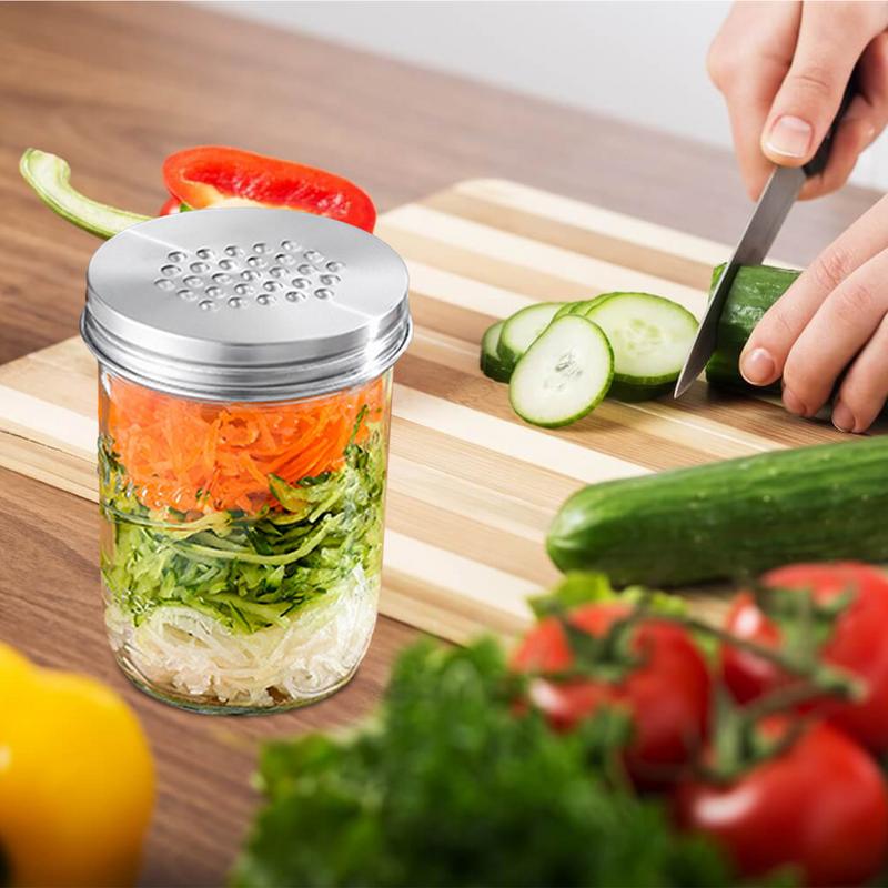 Mason Jar Cheese Grater Lid Stainless Steel Kitchen Cheese Zester Household Shredder Tool For Carrots Cucumbers Cheese