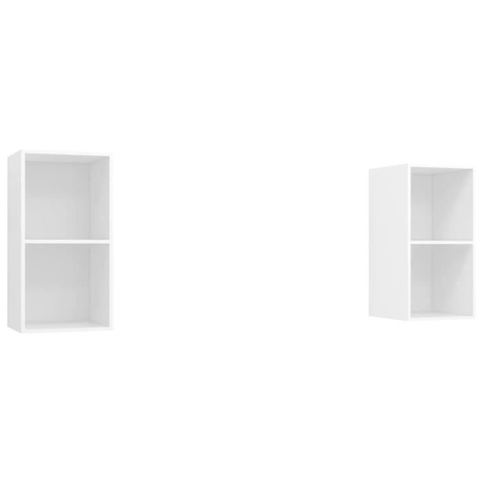 VidaXL Meubles TV muraux 2 pcs Blanc Bois d'ingénierie 3079844