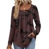 Dame Langermet Tunika Løse Topper Casual Oversized Topper Plissert Tunika Knapper Ned Casual Dame Print Topper