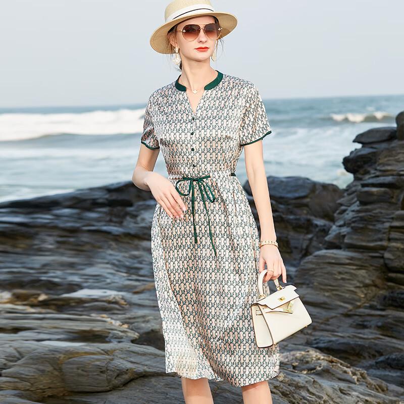 XUEXI Elegant Mulberry Silk Midi Dress 2XL