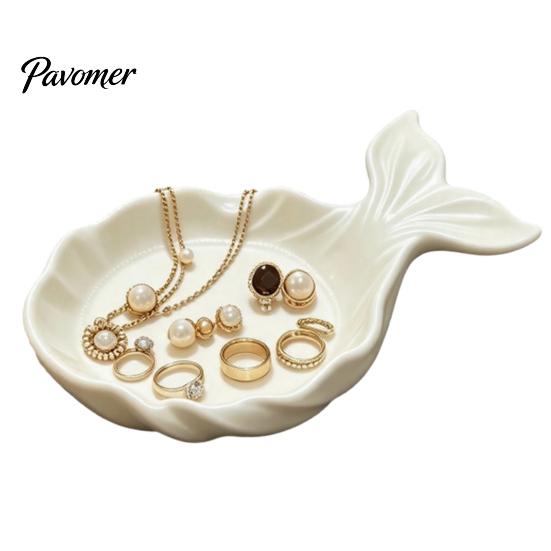 Dressing Table Organizer 3D Printed Fish Shape Jewelry Tray, Girlish Decorative Trinket Dish, Desktop Cute Display Tray for Dresser Entryway