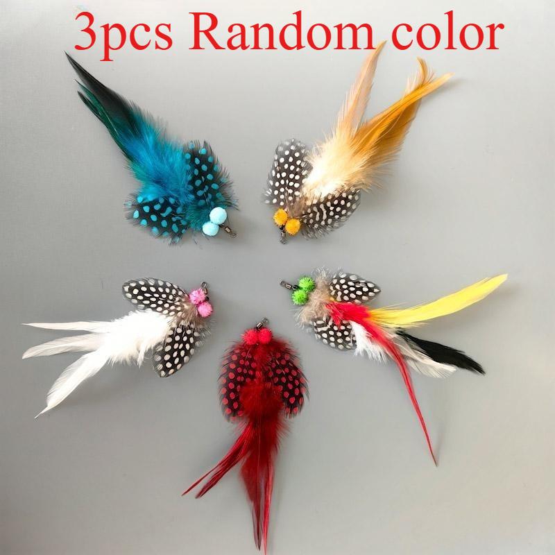 Artificial Insects Cat Teasing Stick Change Head Toy Pet Feather Wings Toys