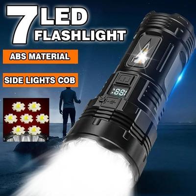 2024 New 7*LED Super Bright Flashlight Rechargeable Built-in Torch Lantern Outdoor Work Light Camping Fishing Light