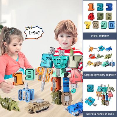 Number 0-9 Kid Digital Assembling Building Blocks Transportation Deformation Letter Figures Act C8P1
