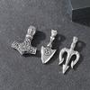 Norse Mythology Black Diamond Eye Of Horus Cross Necklace Retro Viking Sea King Trident Titanium Steel Pendant Men