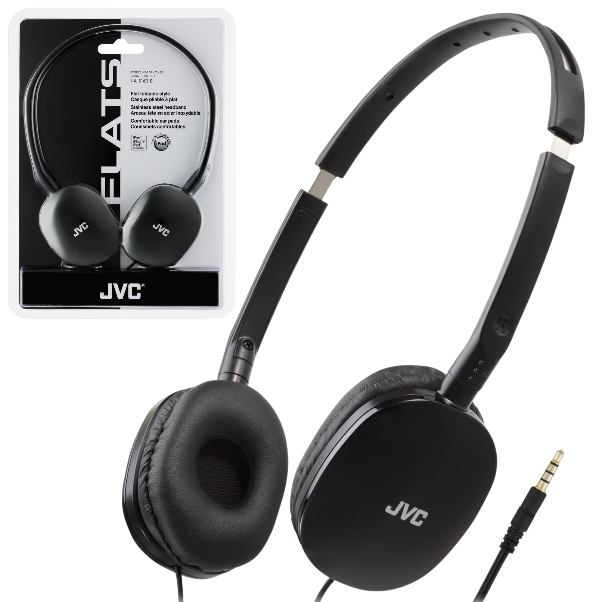 JVC HAS160B FLATS Lightweight Headband Headphones