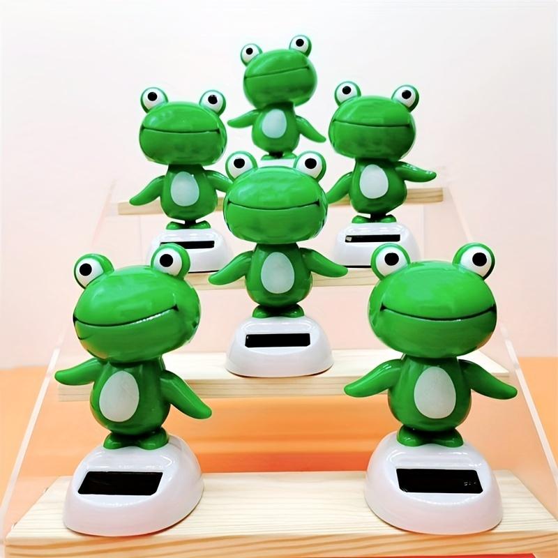 Solar Frog Dashboard Ornament ABS Moving Head Car Decor 10cm Green