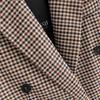 Modischer zweireihiger karierter Blazer mit langen Ärmeln und schmaler Passform für Damen