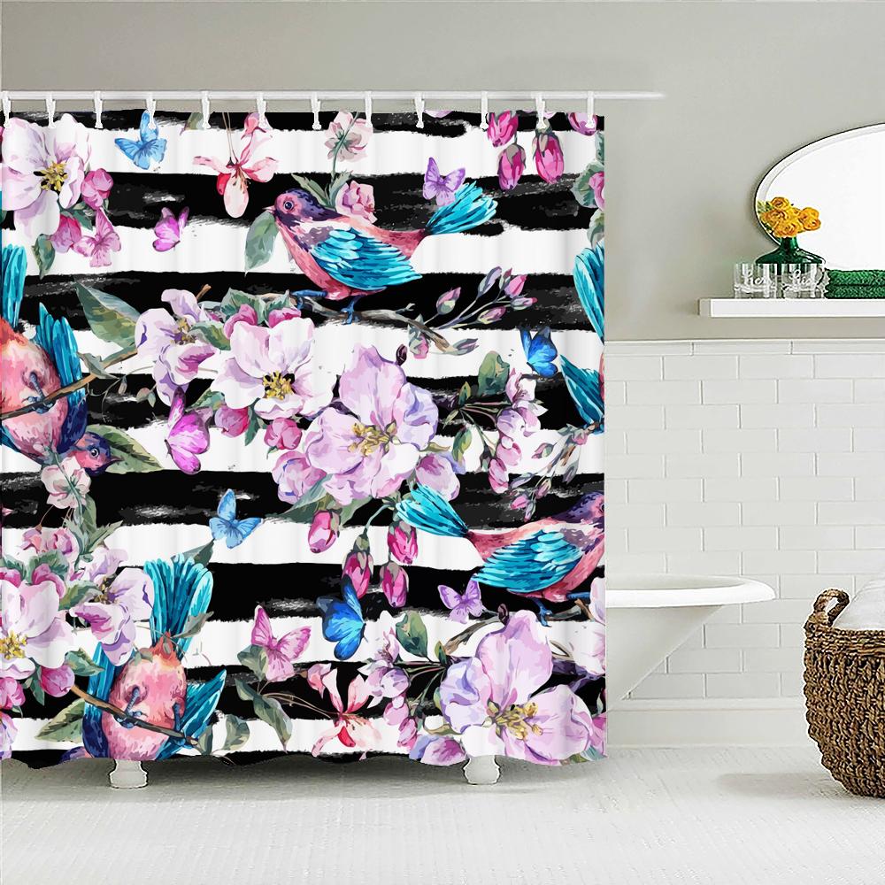 Flowers Grass Green Plants Waterproof Shower Curtains For Bathroom Bath Curtains Multi-Size 240*180Cm 3D Print Shower Curtain