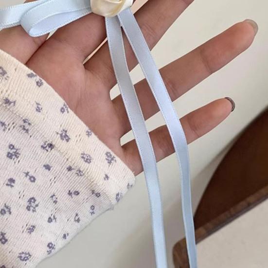 2Pcs Hairpin Satin Ribbon Bowknot Rose Flower Decor Hair Clip Firm Grip Low Ponytail Hairpin Daily Commuting Hair Accessory