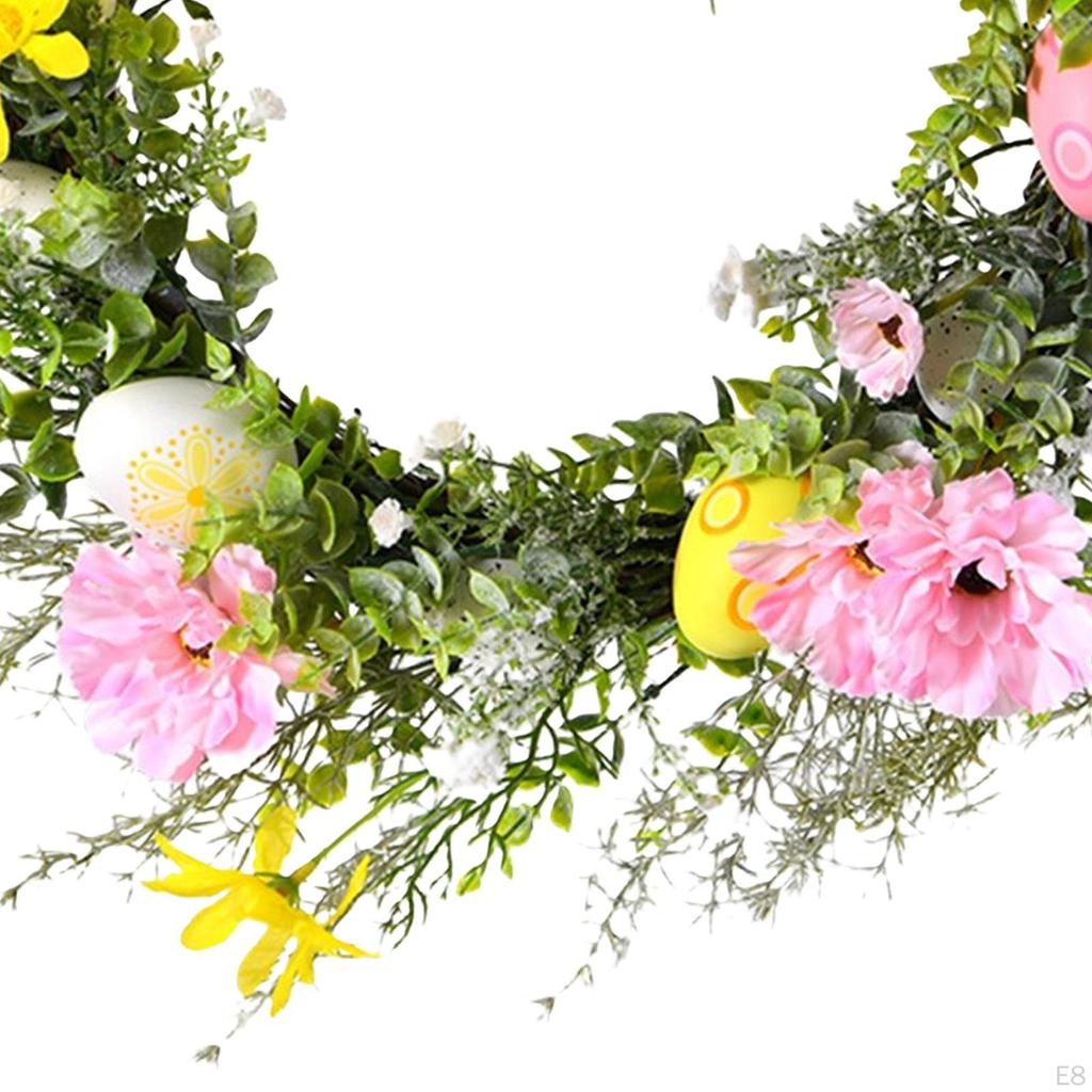 Artificial Easter Egg Wreath , Spring ,Silk Flower Garland for Front Door