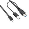 CY UC-125 USB Type-C to USB 3.0 Male & USB 2.0 Dual Power Data Y Cable for Laptop & Hard Disk