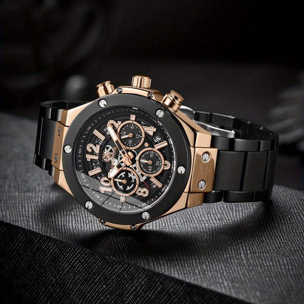 Fashion Men Sports Calendar Watches Chronograph 24 Hours Waterproof Quartz Watch Mens Business Luxury Stainless Steel Wristwatch