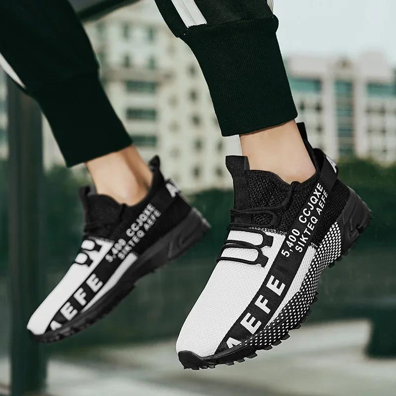 YRZL Męskie lekkie antypoślizgowe buty do biegania Oddychające modne sneakersy z siateczki powietrznej Wygodne codzienne buty sportowe dla mężczyzn