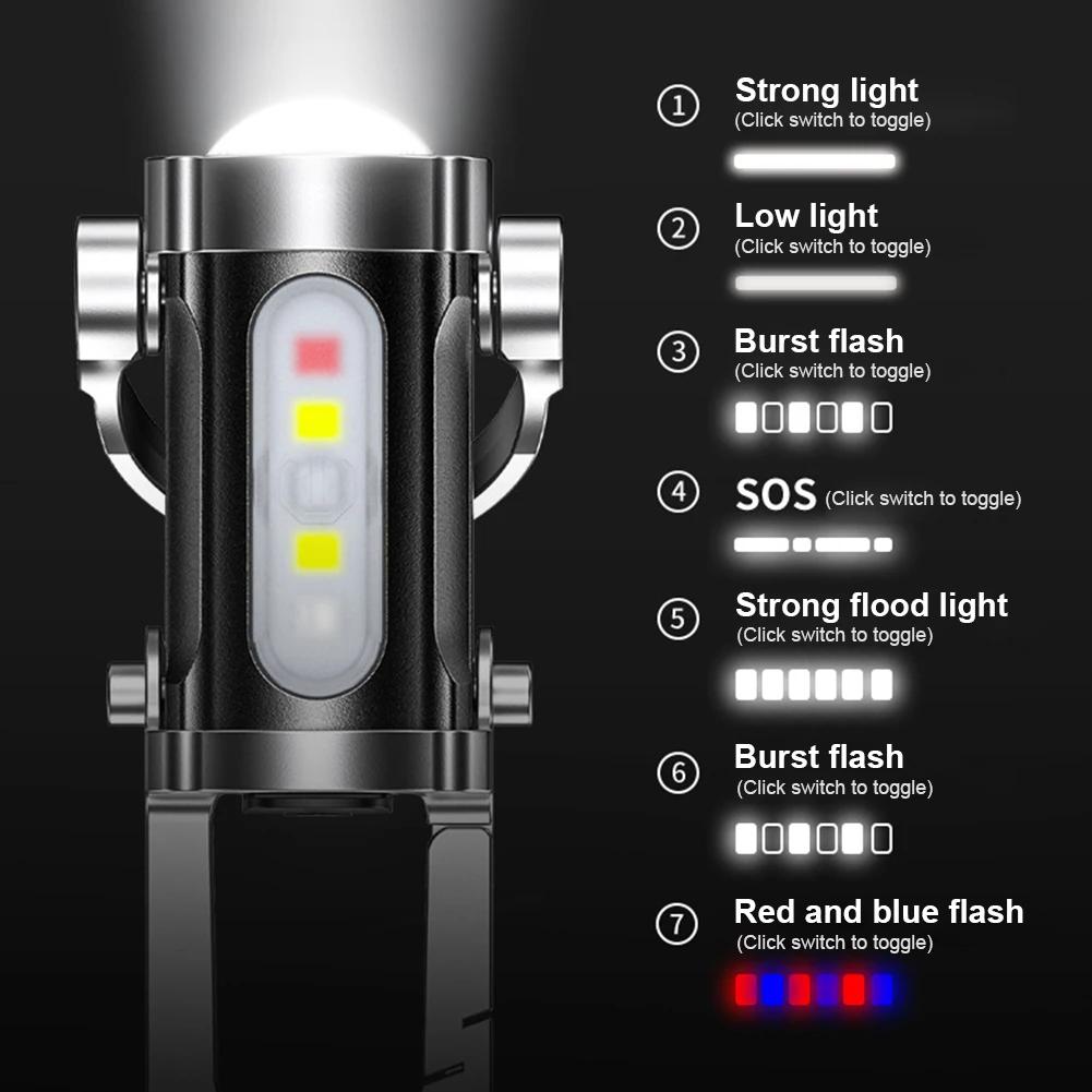 Mini Flashlight Multifunctional COB LED Keychain Flashlight USB Rechargeable Ultralight Camping Flashlight for Outdoor Emergency