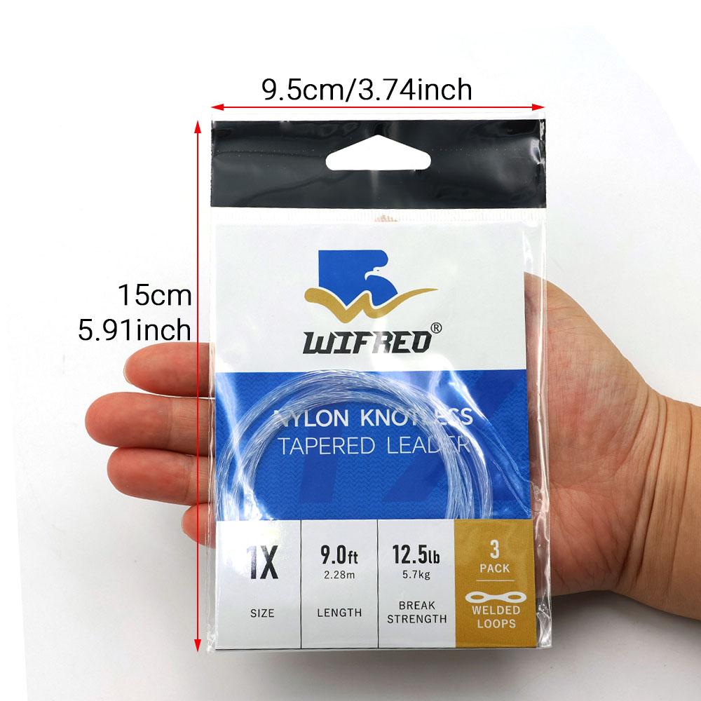 3PCS/Pack 0X~7X Tapered Leader Fly Fishing Line 9FT/2.28M Fly Line Leader With Welded Loop Clear Nylon Tippet Line