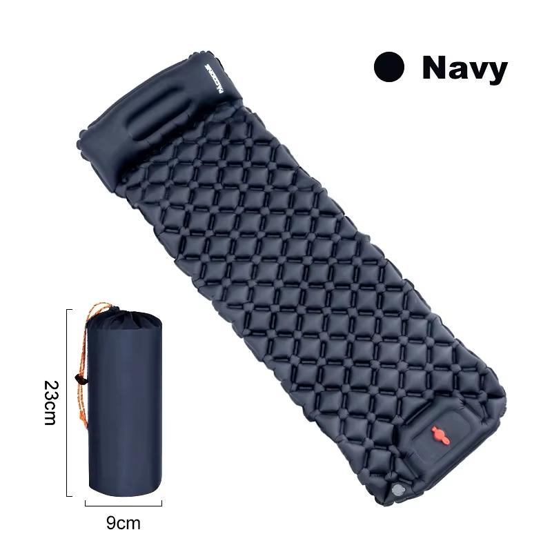 Outdoor Camping Sleeping Pad Inflatable Mattress with Pillows Ultralight Air Mat Built-in Inflator Pump Travel Hiking