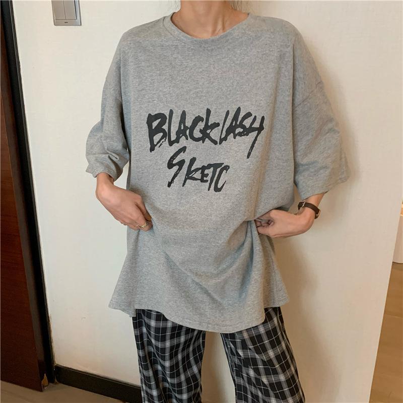 Vintage Buchstabenprint Lässiges Oversize T-Shirt Sommer koreanisch Kurzarm T-Shirts für Damen Kleidung Harajuku Studenten Y2k Oberteile Streetwear